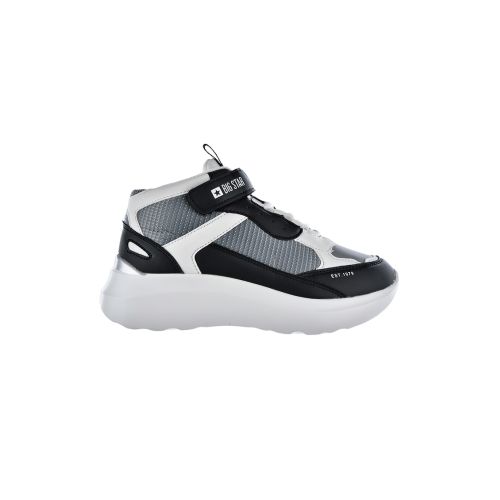 Pantofi sport din piele ecologica cu talpa wedge si segment cu inchidere velcro